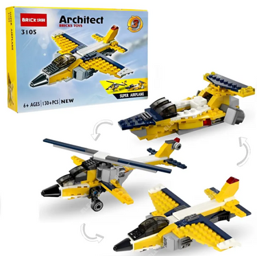 DIY 3in1 Super Airplane Lego Bricks Set - 130+Pcs